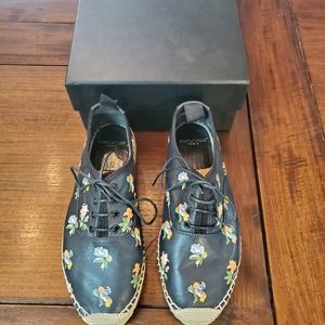 Saint Laurent Napa Calf Grungy Flower Espadrilles